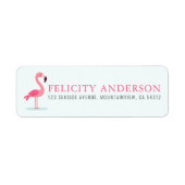 Cute Pink Flamingo Kids Birthday Party Address Etiket (Voorkant)