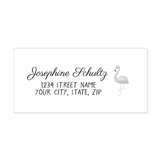 Cute Pink Flamingo Label Rubberstempel (Afrduk)