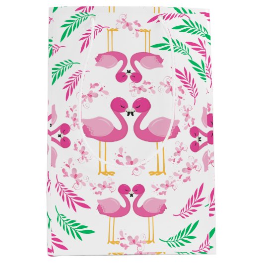 Cute Pink Flamingo Medium Cadeauzakje (Voorkant)
