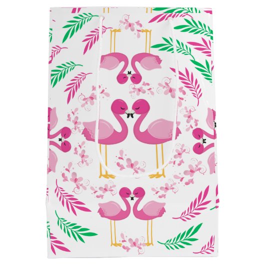 Cute Pink Flamingo Medium Cadeauzakje (Achterkant)