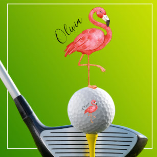 Cute Pink Flamingo Monogrammed Golfballen