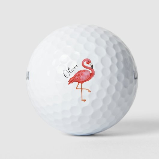Cute Pink Flamingo Monogrammed Golfballen (Voorkant)