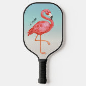Cute Pink Flamingo Monogrammed Pickleball Paddle (Achterkant)