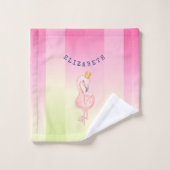Cute Pink Flamingo Ombre Striped Bad Handdoek (Wasdoekje)