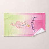 Cute Pink Flamingo Ombre Striped Bad Handdoek (Handdoek)