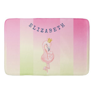 Cute Pink Flamingo Ombre Striped Badmat