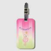 Cute Pink Flamingo Ombre Striped Bagagelabel (Voorkant (verticaal))