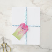 Cute Pink Flamingo Ombre Striped Cadeaulabel (Met Touw)