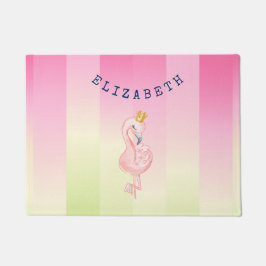 Cute Pink Flamingo Ombre Striped Deurmat