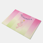 Cute Pink Flamingo Ombre Striped Deurmat (Schuin)