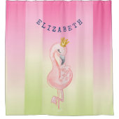 Cute Pink Flamingo Ombre Striped Douchegordijn (Voorkant)