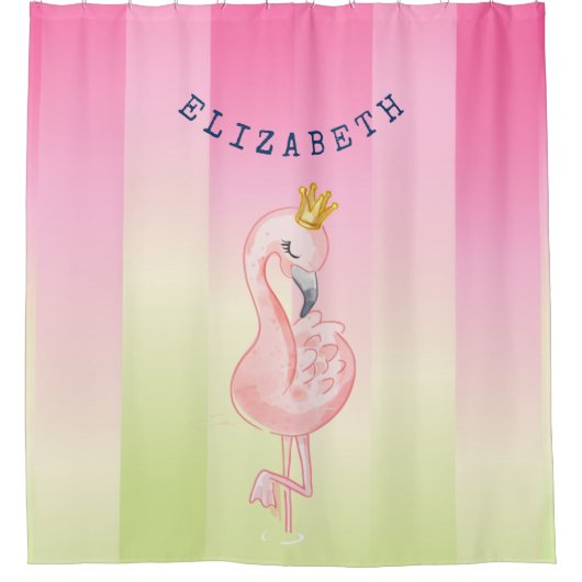 Cute Pink Flamingo Ombre Striped Douchegordijn (Voorkant)
