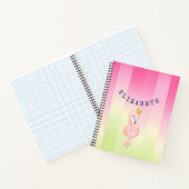 Cute Pink Flamingo Ombre Striped Notitieboek (Binnen)