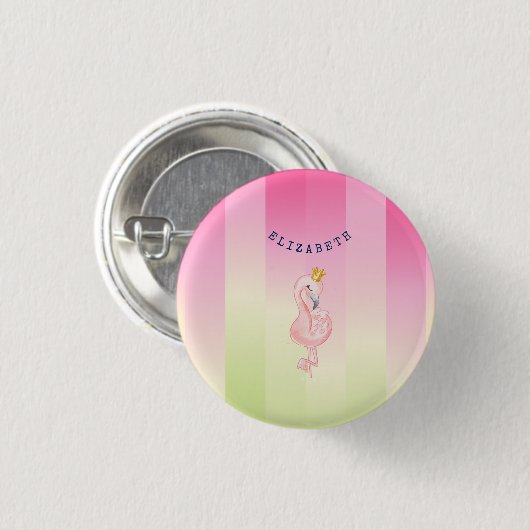 Cute Pink Flamingo Ombre Striped Ronde Button 3,2 Cm (Voorkant /achterkant)