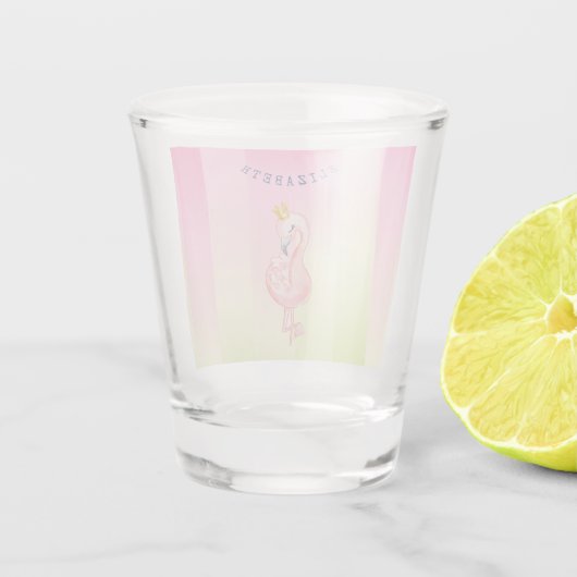 Cute Pink Flamingo Ombre Striped Shot Glas (Achterkant)