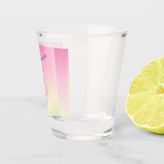 Cute Pink Flamingo Ombre Striped Shot Glas (Rechts)