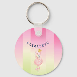 Cute Pink Flamingo Ombre Striped Sleutelhanger