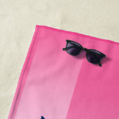 Cute Pink Flamingo Ombre Striped Strandlaken (In situ)