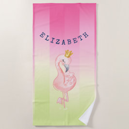 Cute Pink Flamingo Ombre Striped Strandlaken