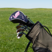 Cute Pink Flamingo on Dark Blue met Name Golfheadcover (Insitu)