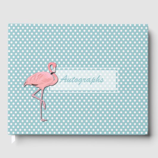 Cute Pink Flamingo on Polka Dots Autograaf Gastenboek (Voorkant)