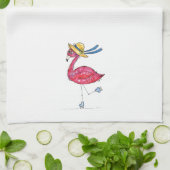 Cute Pink Flamingo on Schaatsen Theedoek (Gevouwen)