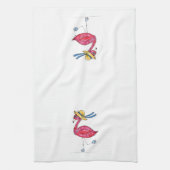 Cute Pink Flamingo on Schaatsen Theedoek (Verticaal)