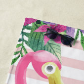 Cute Pink Flamingo Palm Leaves Strandlaken (In situ)