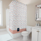 Cute Pink Flamingo patroon Monogram Douchegordijn (In situ)