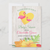 Cute Pink Flamingo Personalized Baby shower Kaart (Voorkant)