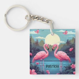 Cute Pink Flamingo Sleutelhanger