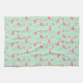 Cute Pink Flamingo Tekenpatroon Theedoek (Horizontaal)
