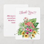 Cute Pink Flamingo & Tropical Flowers Feestdagenkaart (Voorkant / Achterkant)