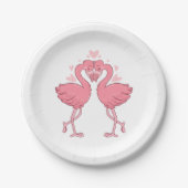 Cute Pink Flamingo Tropical Hawaiian Beach Wedding Papieren Bordje (Voorkant)