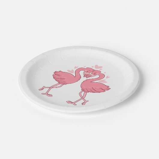 Cute Pink Flamingo Tropical Hawaiian Beach Wedding Papieren Bordje (Gekanteld)