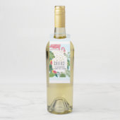 Cute Pink Flamingo Tropical Theme Cheers! Flessenhanger (Op fles)