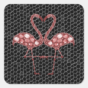 Cute Pink Flamingo Vierkante Sticker