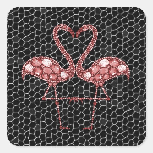 Cute Pink Flamingo Vierkante Sticker (Voorkant)