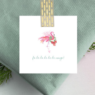 Cute Pink Flamingo Waterverf Mini Kerstmis Notitiekaartje