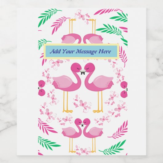 Cute Pink Flamingo Wijn Etiket (Enkel label)