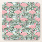 Cute Pink Flamingoes Palm Leafs Art Pattern Kartonnen Onderzetters (Voorkant)