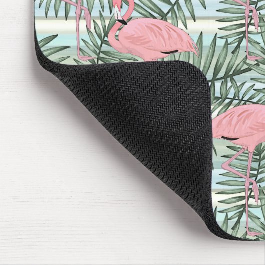 Cute Pink Flamingoes Palm Leafs Art Pattern Muismat (Hoek)