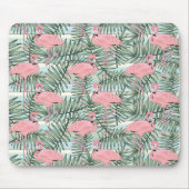Cute Pink Flamingoes Palm Leafs Art Pattern Muismat (Voorkant)