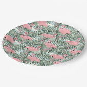 Cute Pink Flamingoes Palm Leafs Art Pattern Papieren Bordje (Gekanteld)