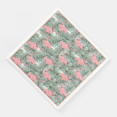 Cute Pink Flamingoes Palm Leafs Art Pattern Servetten (Hoek)
