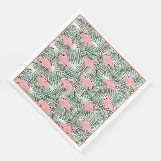 Cute Pink Flamingoes Palm Leafs Art Pattern Servetten (Hoek)