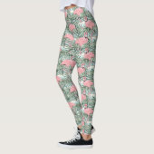 Cute Pink Flamingoes Palm Leafs Pattern Leggings (Links)