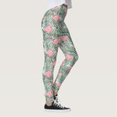 Cute Pink Flamingoes Palm Leafs Pattern Leggings (Rechts)