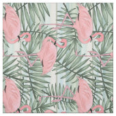 Cute Pink Flamingoes Palm Leafs Pattern Stof (Swatch)