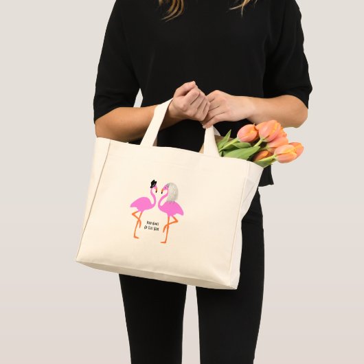 Cute Pink Flamingos Bride & Groom Wedding Mini Tote Bag (Voorkant (product))